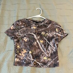 SHEIN Brown Leaf Pattern Top